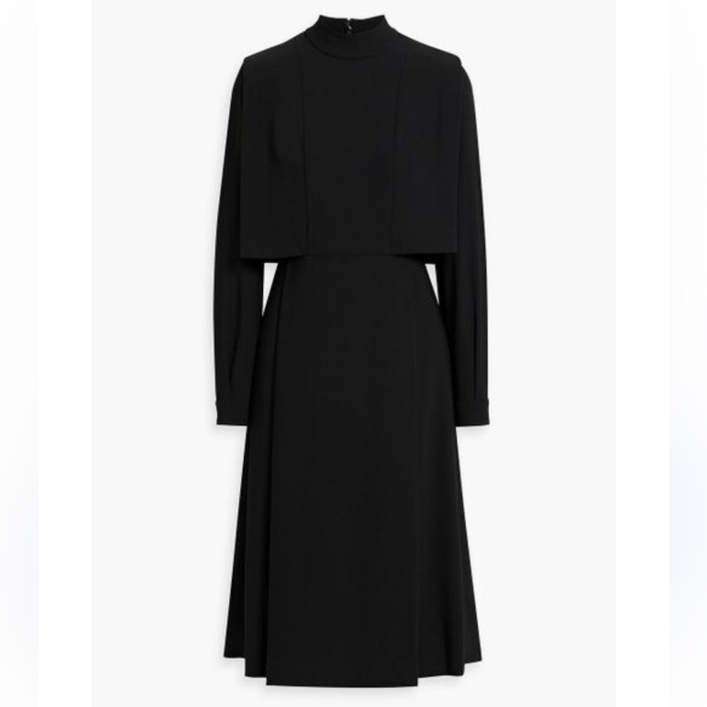 Mikael Aghal Black Long-Sleeve Midi Dress